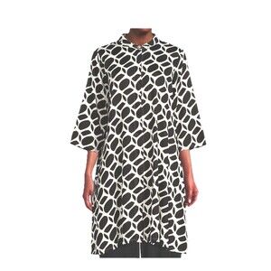 Bryn Walker Winona Tunic DressMandarin Collar Button Up Black White XS Pockets